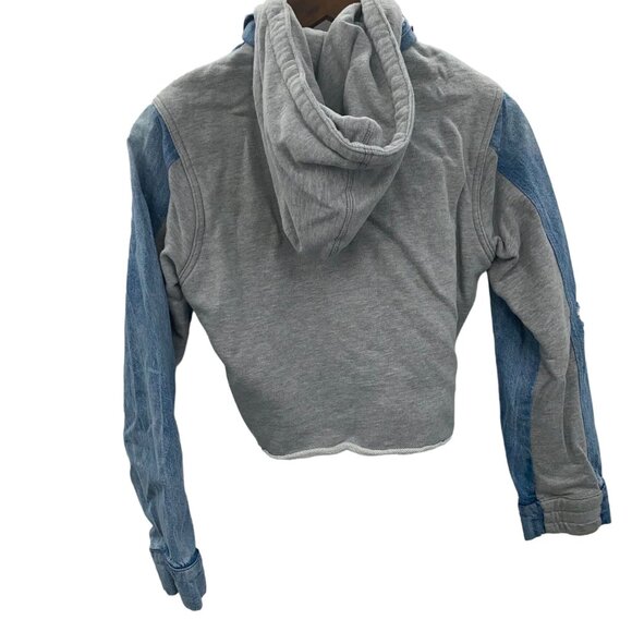 DL 1961 Clyde Icon Hoodie Denim Jacket Raw Hem Distressing Small - Picture 9 of 10